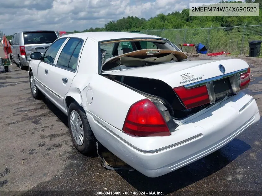 2004 Mercury Grand Marquis Gs VIN: 2MEFM74W54X690520 Lot: 39415409