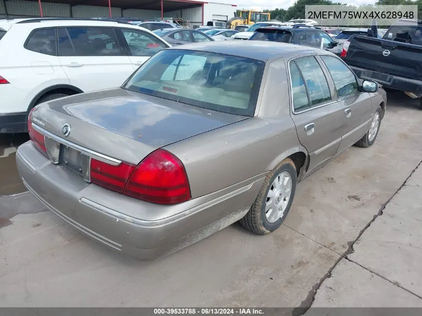 2004 Mercury Grand Marquis Ls VIN: 2MEFM75WX4X628948 Lot: 39533788