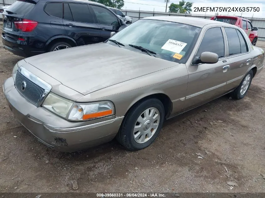 2004 Mercury Grand Marquis Ls VIN: 2MEFM75W24X635750 Lot: 39560331