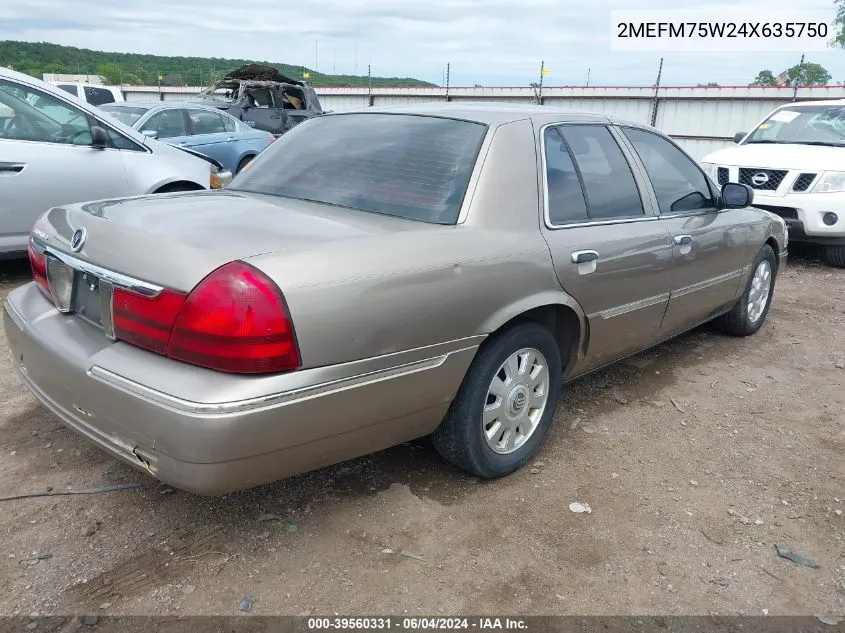 2004 Mercury Grand Marquis Ls VIN: 2MEFM75W24X635750 Lot: 39560331