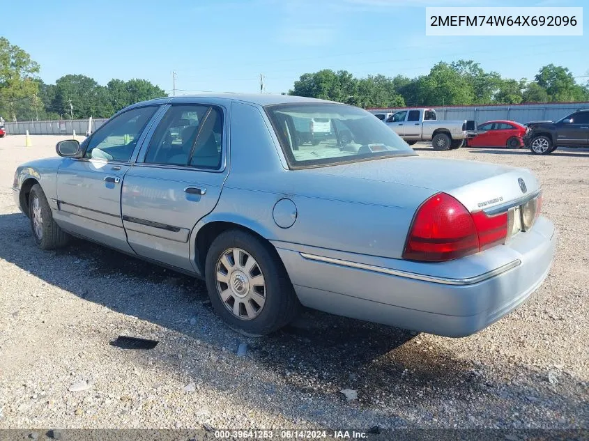 2004 Mercury Grand Marquis Gs VIN: 2MEFM74W64X692096 Lot: 39641253