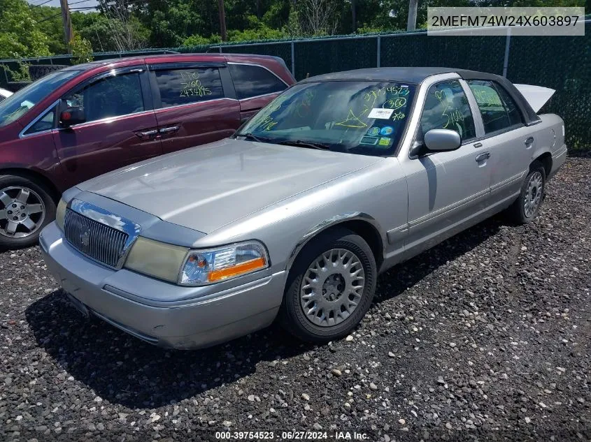 2004 Mercury Grand Marquis Gs VIN: 2MEFM74W24X603897 Lot: 39754523