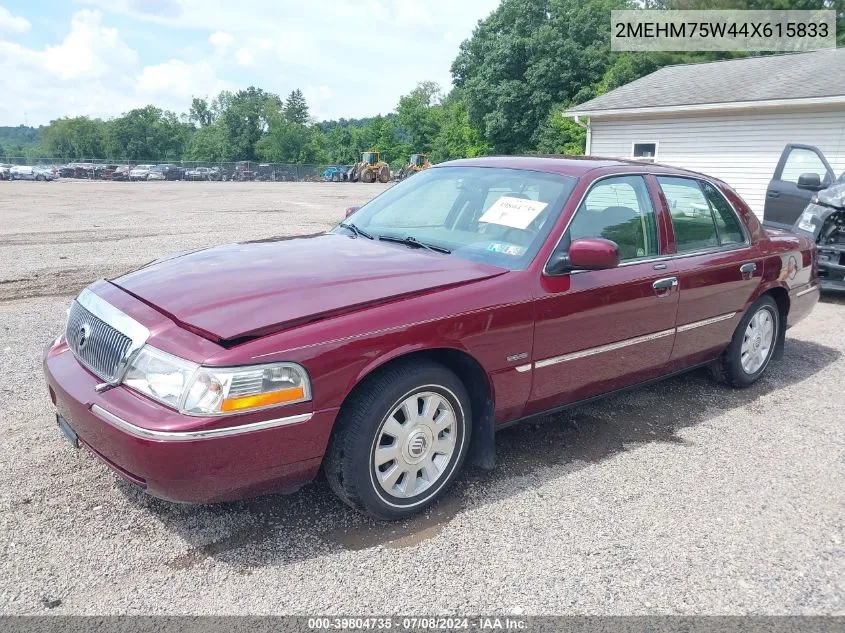 2004 Mercury Grand Marquis Ls VIN: 2MEHM75W44X615833 Lot: 39804735