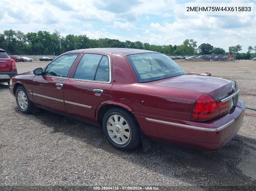 2004 Mercury Grand Marquis Ls VIN: 2MEHM75W44X615833 Lot: 39804735