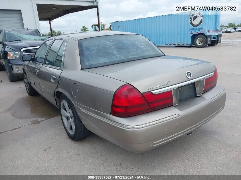 2004 Mercury Grand Marquis Gs VIN: 2MEFM74W04X683782 Lot: 39937527