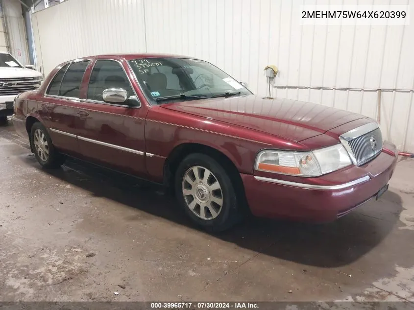 2004 Mercury Grand Marquis Ls VIN: 2MEHM75W64X620399 Lot: 39965717