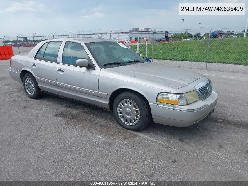 2004 Mercury Grand Marquis Gs VIN: 2MEFM74W74X635499 Lot: 40011954