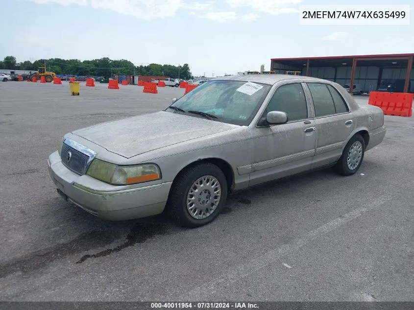 2004 Mercury Grand Marquis Gs VIN: 2MEFM74W74X635499 Lot: 40011954