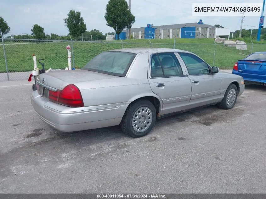 2004 Mercury Grand Marquis Gs VIN: 2MEFM74W74X635499 Lot: 40011954