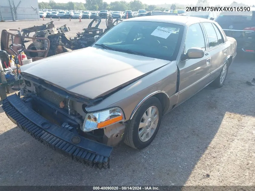 2004 Mercury Grand Marquis Ls VIN: 2MEFM75WX4X616590 Lot: 40090020