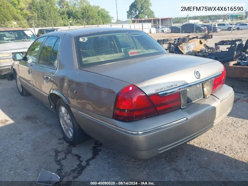 2004 Mercury Grand Marquis Ls VIN: 2MEFM75WX4X616590 Lot: 40090020