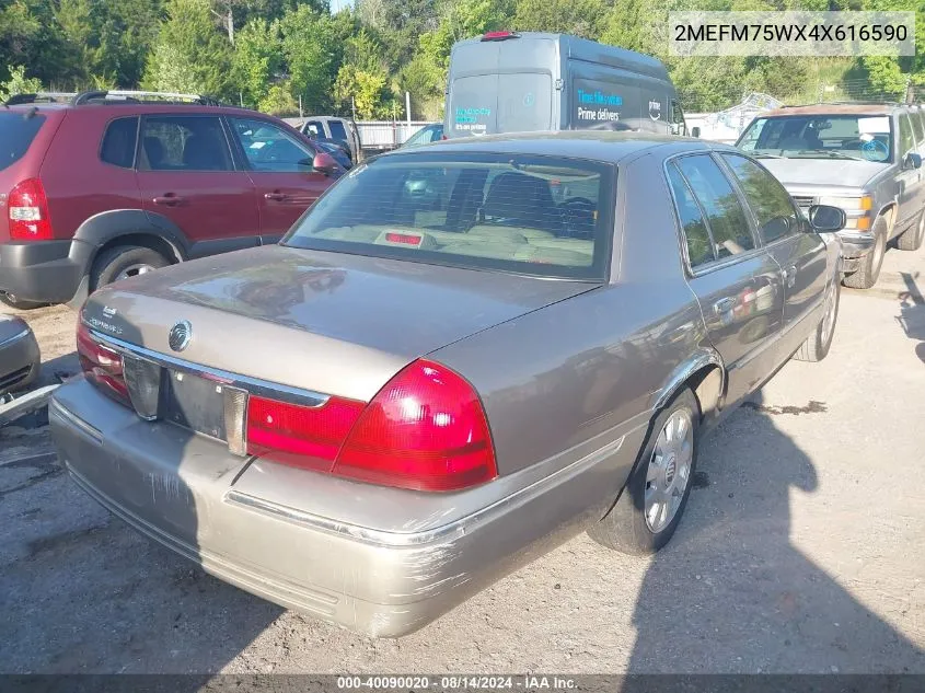 2004 Mercury Grand Marquis Ls VIN: 2MEFM75WX4X616590 Lot: 40090020