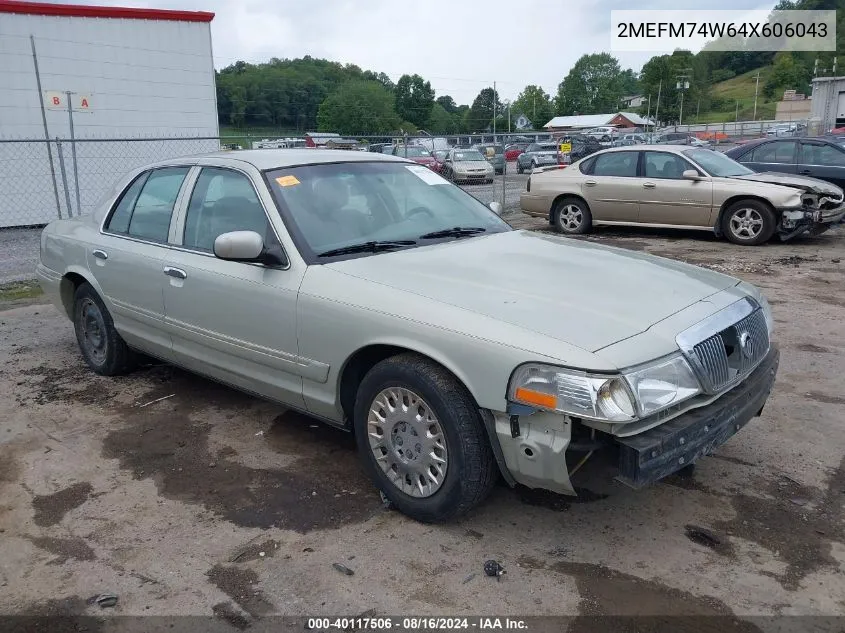 2004 Mercury Grand Marquis Gs VIN: 2MEFM74W64X606043 Lot: 40117506