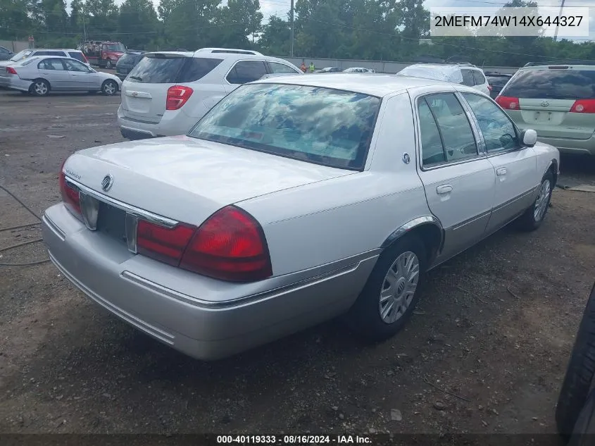 2004 Mercury Grand Marquis Gs VIN: 2MEFM74W14X644327 Lot: 40119333