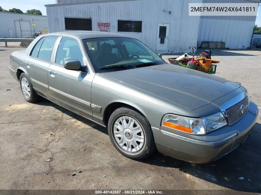 2004 Mercury Grand Marquis Gs VIN: 2MEFM74W24X641811 Lot: 40142657