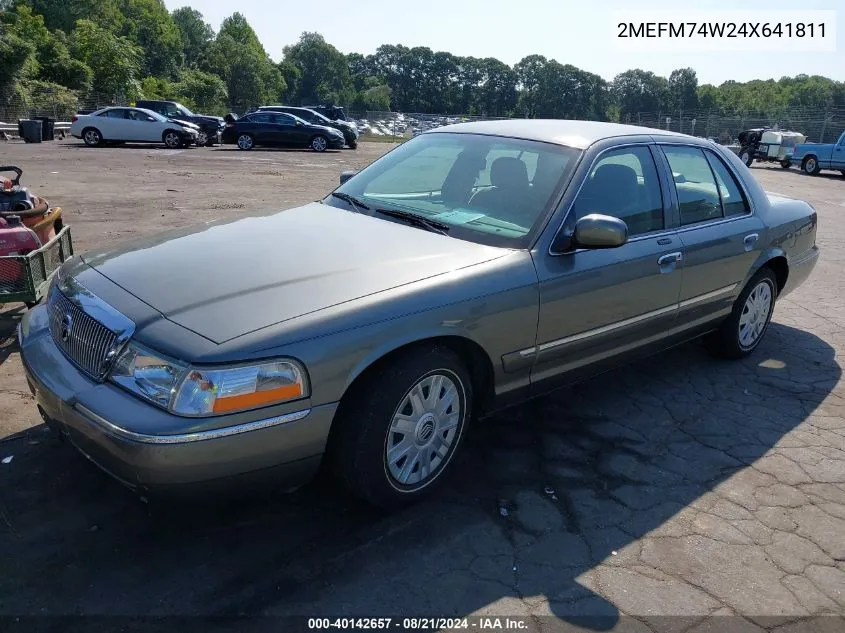 2004 Mercury Grand Marquis Gs VIN: 2MEFM74W24X641811 Lot: 40142657