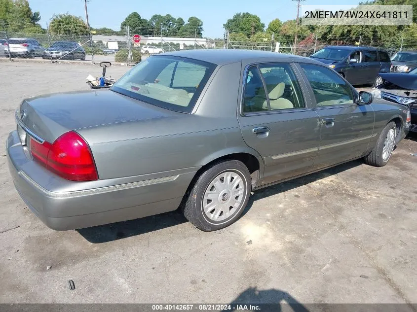 2004 Mercury Grand Marquis Gs VIN: 2MEFM74W24X641811 Lot: 40142657