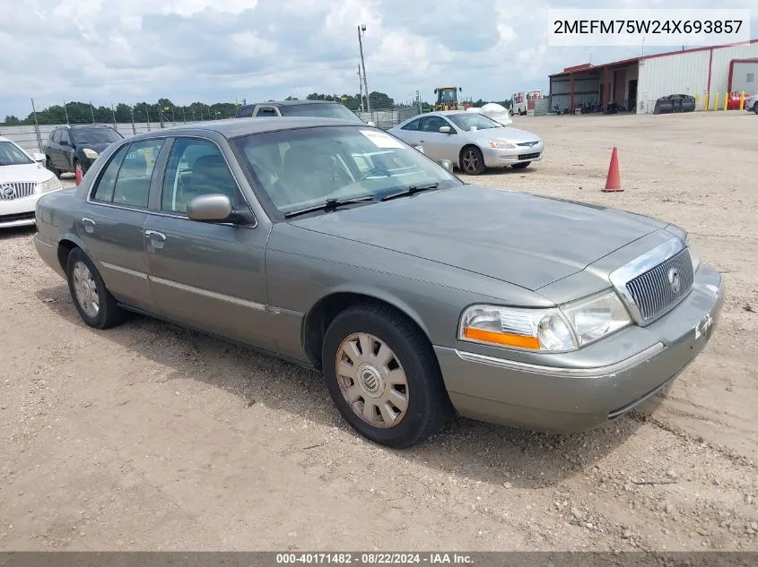 2004 Mercury Grand Marquis Ls VIN: 2MEFM75W24X693857 Lot: 40171482