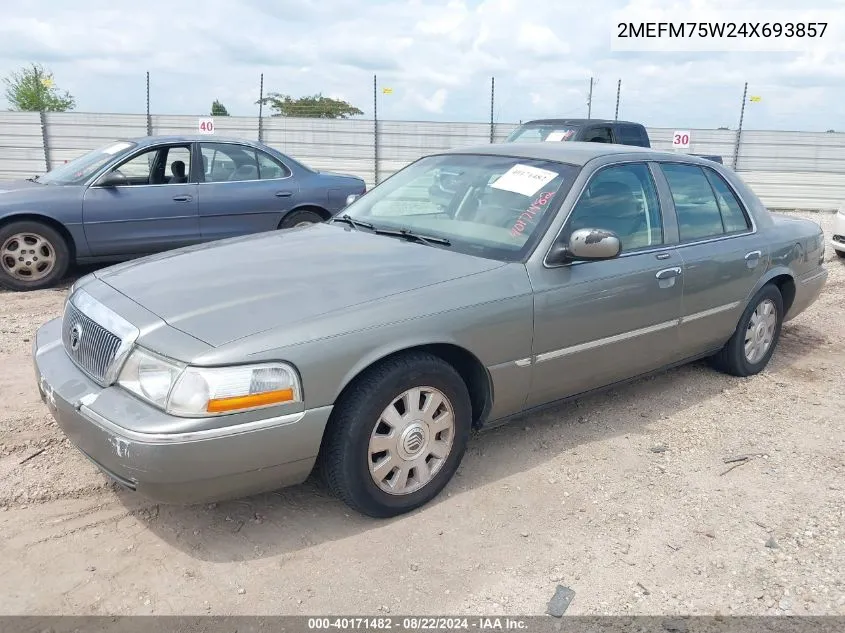 2004 Mercury Grand Marquis Ls VIN: 2MEFM75W24X693857 Lot: 40171482