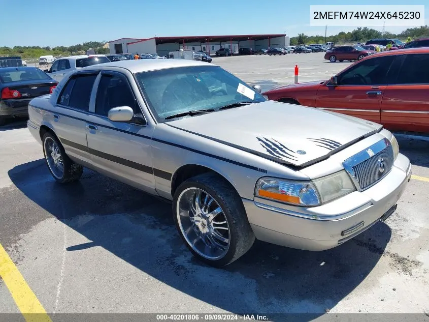 2004 Mercury Grand Marquis Gs VIN: 2MEFM74W24X645230 Lot: 40201806