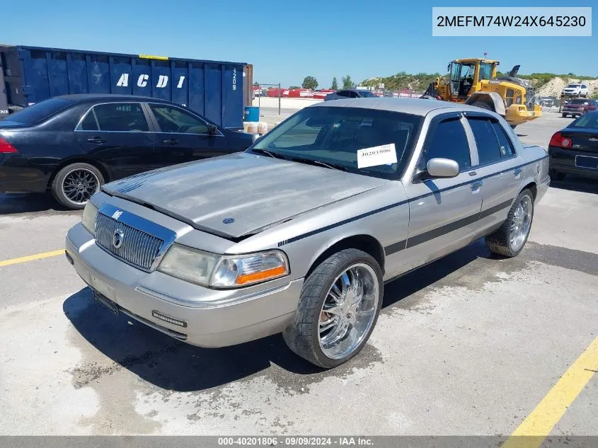 2004 Mercury Grand Marquis Gs VIN: 2MEFM74W24X645230 Lot: 40201806