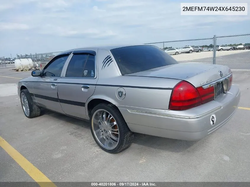 2004 Mercury Grand Marquis Gs VIN: 2MEFM74W24X645230 Lot: 40201806