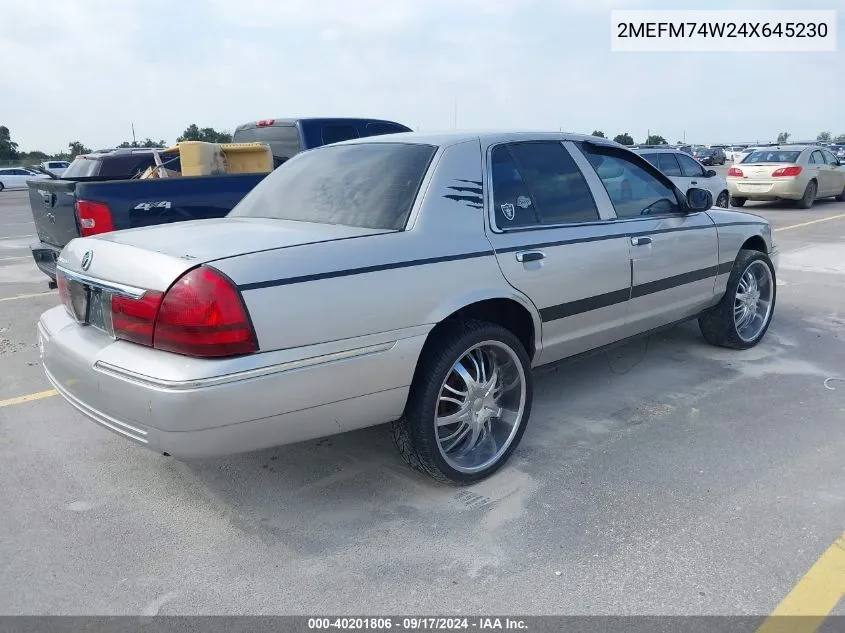 2004 Mercury Grand Marquis Gs VIN: 2MEFM74W24X645230 Lot: 40201806