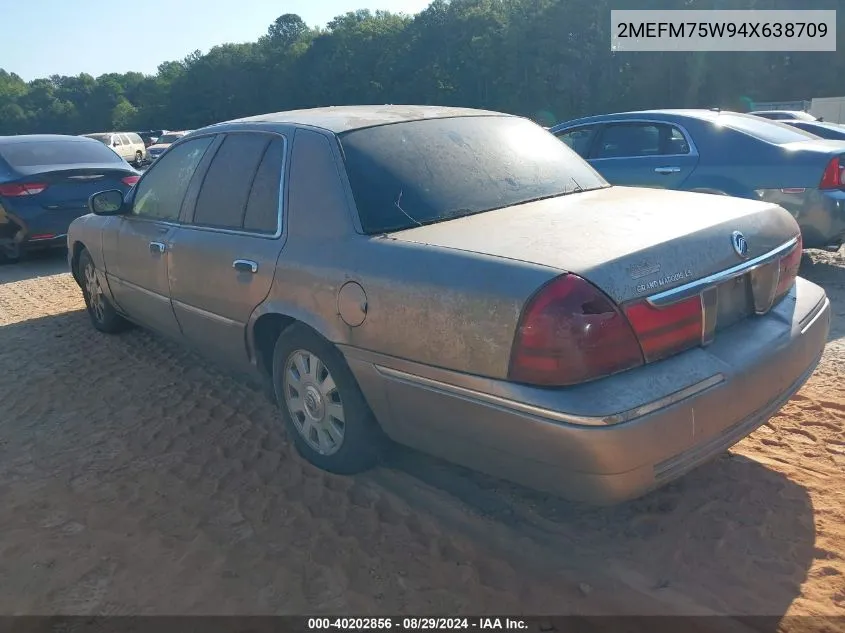 2004 Mercury Grand Marquis Ls VIN: 2MEFM75W94X638709 Lot: 40202856