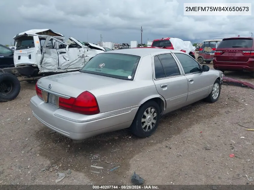 2004 Mercury Grand Marquis Ls VIN: 2MEFM75W84X650673 Lot: 40207744