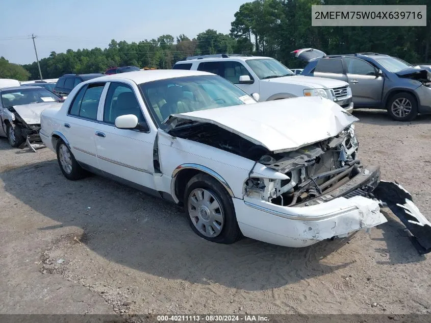 2004 Mercury Grand Marquis Ls VIN: 2MEFM75W04X639716 Lot: 40211113