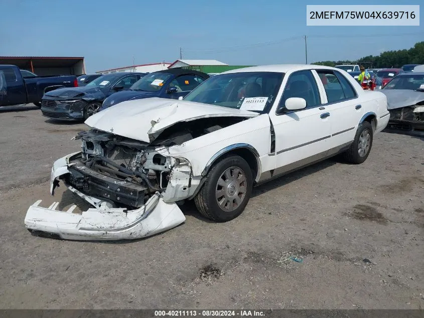 2004 Mercury Grand Marquis Ls VIN: 2MEFM75W04X639716 Lot: 40211113