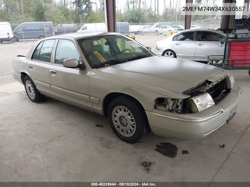 2004 Mercury Grand Marquis Gs VIN: 2MEFM74W34X630557 Lot: 40239844