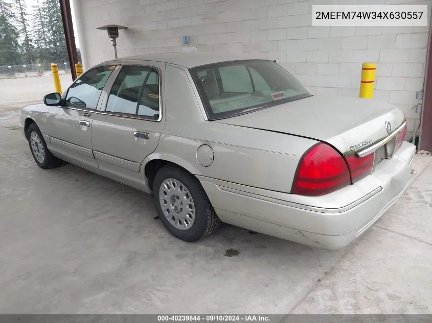 2004 Mercury Grand Marquis Gs VIN: 2MEFM74W34X630557 Lot: 40239844