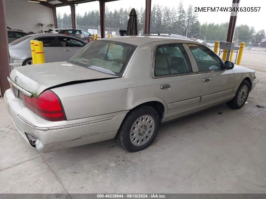 2004 Mercury Grand Marquis Gs VIN: 2MEFM74W34X630557 Lot: 40239844