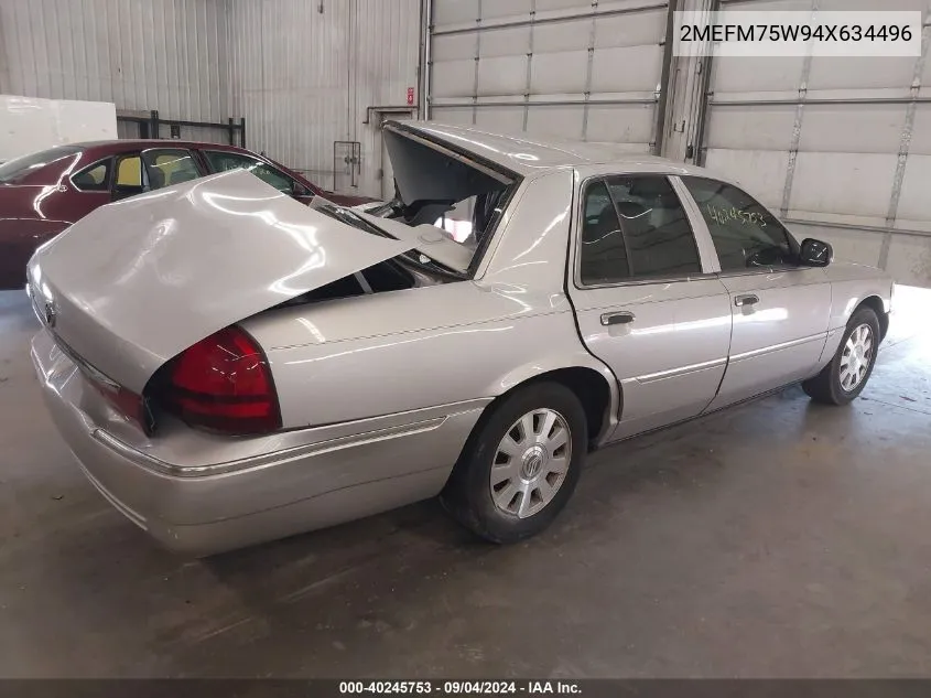 2004 Mercury Grand Marquis Ls VIN: 2MEFM75W94X634496 Lot: 40245753