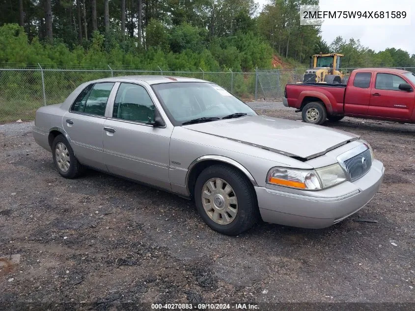 2004 Mercury Grand Marquis Ls VIN: 2MEFM75W94X681589 Lot: 40270883