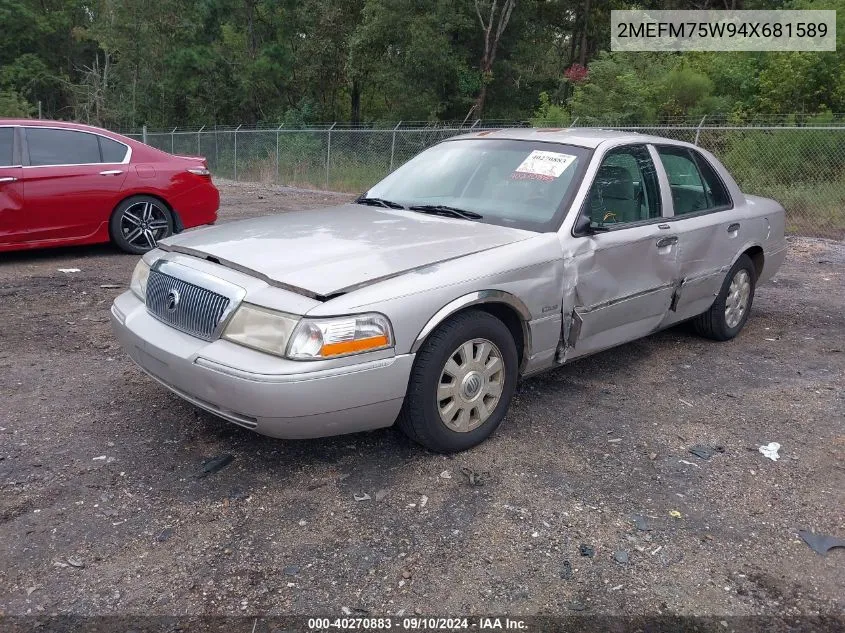 2004 Mercury Grand Marquis Ls VIN: 2MEFM75W94X681589 Lot: 40270883