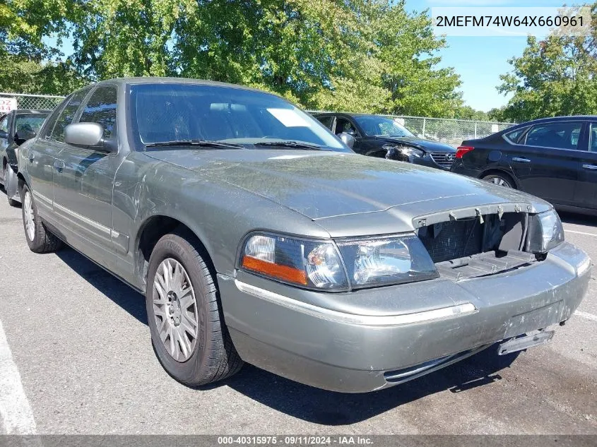 2004 Mercury Grand Marquis Gs VIN: 2MEFM74W64X660961 Lot: 40315975