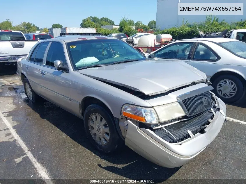 2004 Mercury Grand Marquis Ls VIN: 2MEFM75W74X657064 Lot: 40319416