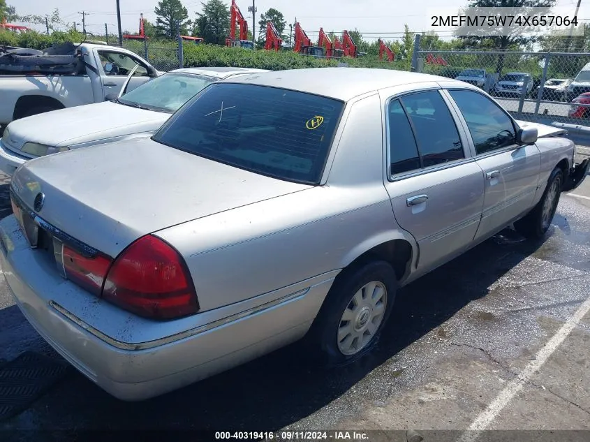 2004 Mercury Grand Marquis Ls VIN: 2MEFM75W74X657064 Lot: 40319416