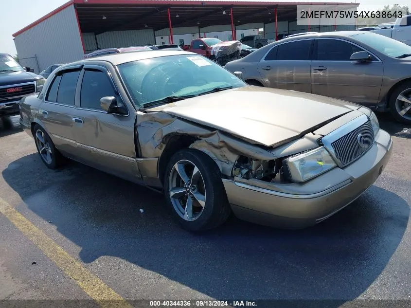 2004 Mercury Grand Marquis Ls VIN: 2MEFM75W54X638643 Lot: 40344336