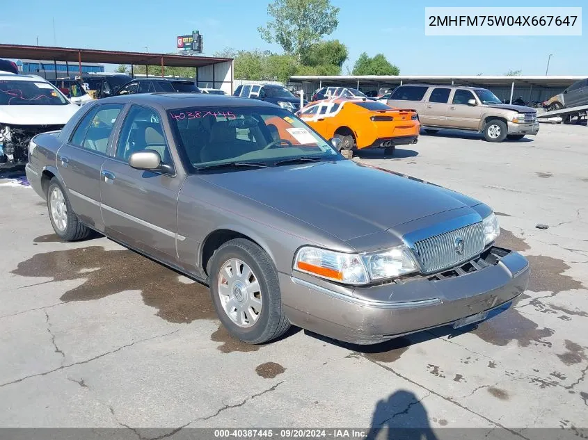 2004 Mercury Grand Marquis Ls VIN: 2MHFM75W04X667647 Lot: 40387445