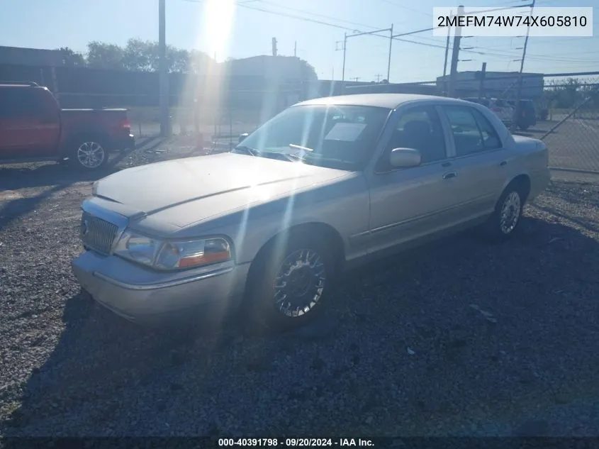 2004 Mercury Grand Marquis Gs VIN: 2MEFM74W74X605810 Lot: 40391798