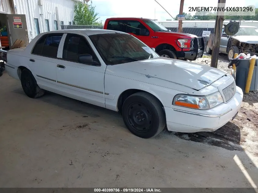 2004 Mercury Grand Marquis Gs VIN: 2MEFM74W64X631296 Lot: 40399756