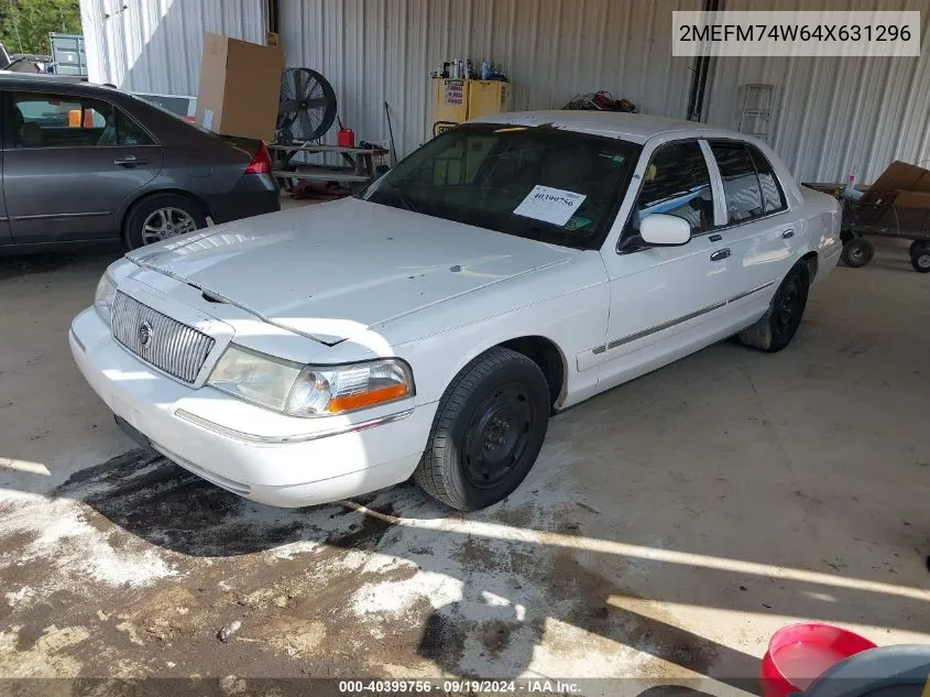 2004 Mercury Grand Marquis Gs VIN: 2MEFM74W64X631296 Lot: 40399756