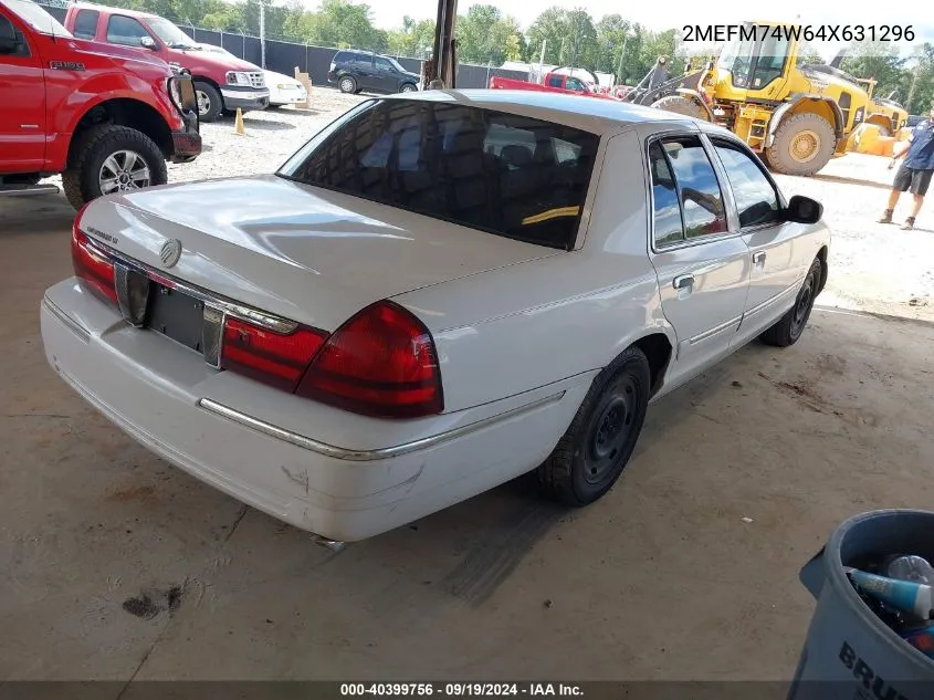 2004 Mercury Grand Marquis Gs VIN: 2MEFM74W64X631296 Lot: 40399756