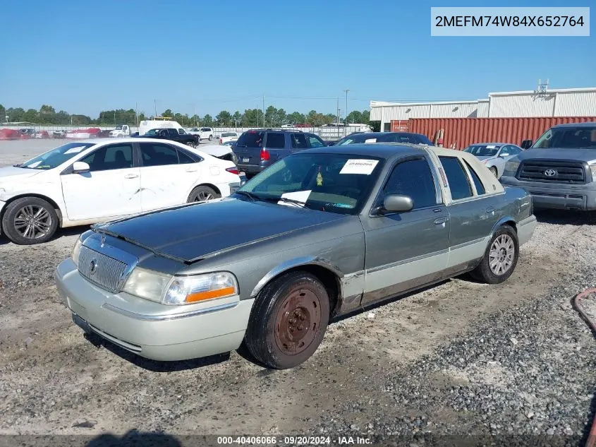 2004 Mercury Grand Marquis Gs VIN: 2MEFM74W84X652764 Lot: 40406066