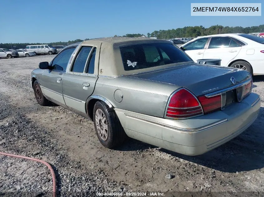 2004 Mercury Grand Marquis Gs VIN: 2MEFM74W84X652764 Lot: 40406066