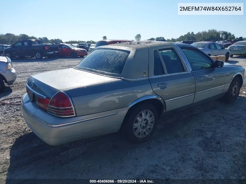 2004 Mercury Grand Marquis Gs VIN: 2MEFM74W84X652764 Lot: 40406066