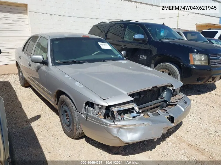 2004 Mercury Grand Marquis Gs VIN: 2MEFM74W04X621945 Lot: 40464357